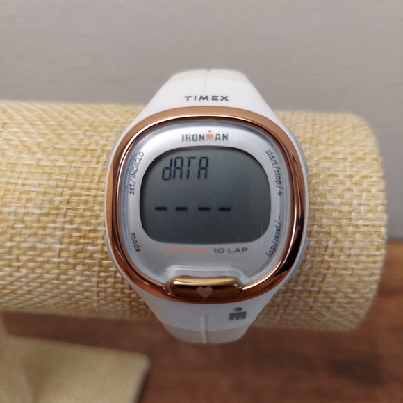 Timex Ironman Watch Women White Rose Gold Tone Digital 10Lap New Battery - Picture 11 of 15